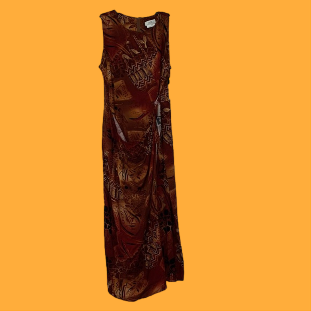 AGB Brown & Black Abstract Sleeveless Maxi Dress